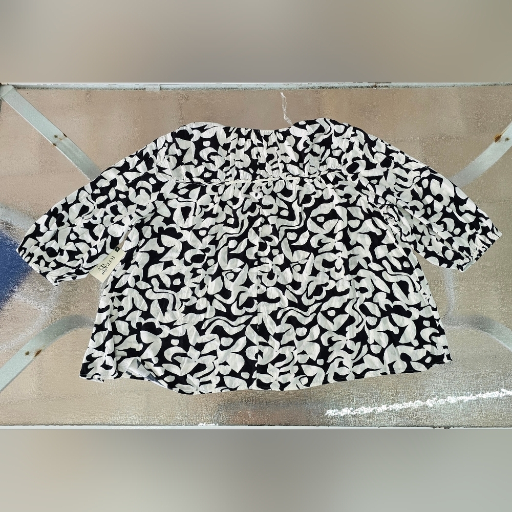 Terra & Sky Woman's Boho Minimalist Abstract Blouse Plus Size 3X Flowy Top - Picture 9 of 14